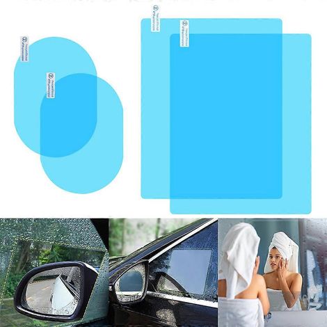 Lot de 8 films de protection anti-pluie transparents pour rétroviseurs de voiture, anti-buée et imperméables. (1/4)