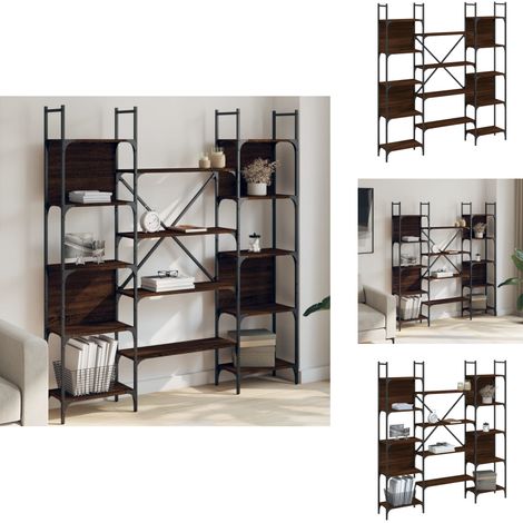 Bibliothèque chêne marron 155,5x24x166,5 cm bois d'ingénierie - Bibliothèque Murale - Bibliothèque Design - Étagère Ouverte - Meuble Rangement - Stockage Livres (1/5)