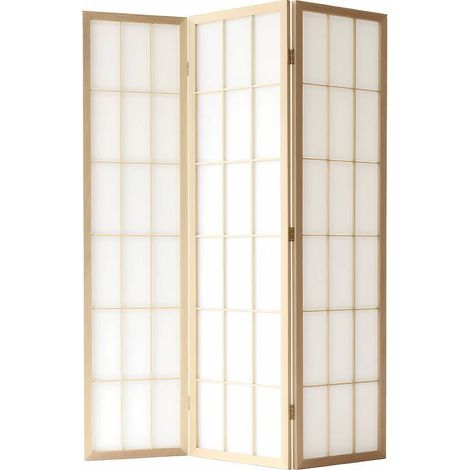 Paravento sandai 112,5x170 cm bianco e legno - Atmosphera créateur d'intérieur (1/4)