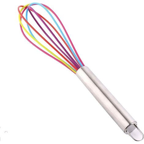 Frusta a palloncino in silicone con manico in acciaio inossidabile, ideale per panna o latte