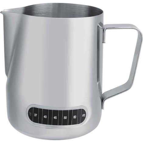 Jarra de café de acero inoxidable con espumador de leche y pantalla de temperatura para latte art.
