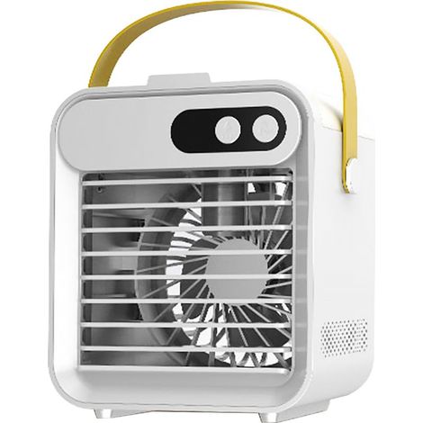 Tischklimaanlage mit Ventilator, Handyhalterung, Spiegel, Luftkühler und Luftbefeuchter, 180 ml, 3 Geschwindigkeitsstufen, USB-Anschluss, praktischer Griff für Zuhause und Büro – KZQ (1/5)