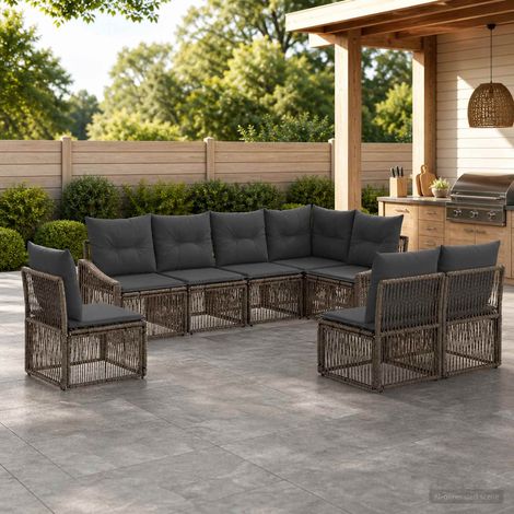 vidaXL Conjunto de sofás de jardín 8 uds. Gris ratán sintético (1/5)