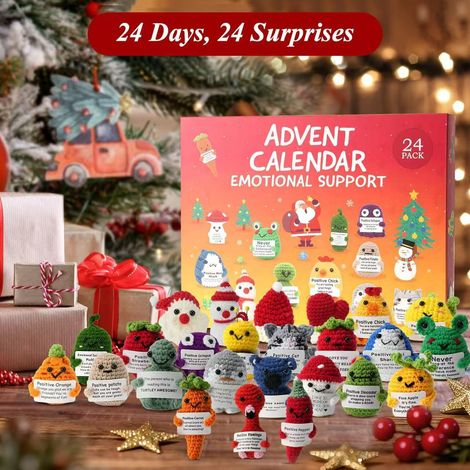Neuer Adventskalender für Kinder 2026, gestricktes Plüschtier, Weihnachts-Countdown-Geschenkbox - Weihnachts-Countdown-Geschenkbox -