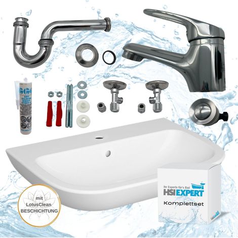 HGMBAD Waschbecken Waschtisch 60 cm Beschichtung Komplettset (1/4)
