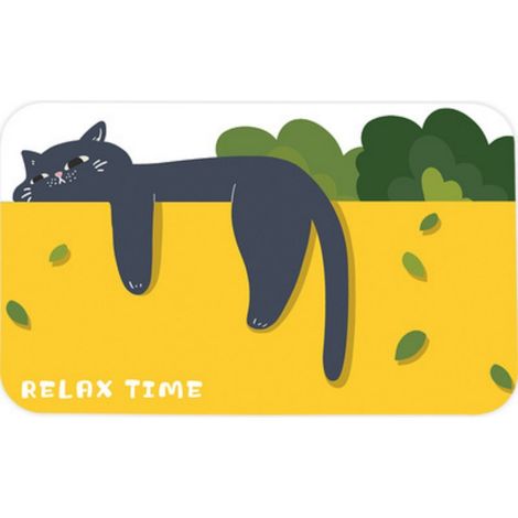 LAN Lazy Time 4060cm (Terre de diatomées) Tapis de bain absorbant à motif de chat de dessin animé, tapis antidérapant pour salles de douche et salles de bain, tapis en terre de diatomées pour entrées (1/5)