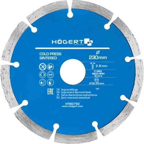 Disque à tronçonner diamanté Hogert HT6D752 230 mm