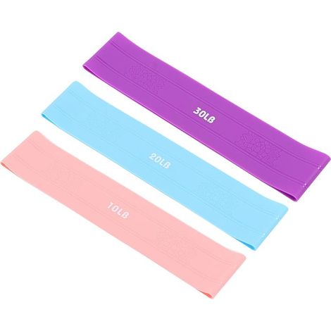 Silikon-Widerstandsband-Set (3-teilig: 10-20-30 lbs) – Ideal für Fitness, Yoga, Muskelaufbau und Rehabilitation – Pink, Blau, Lila (1/5)