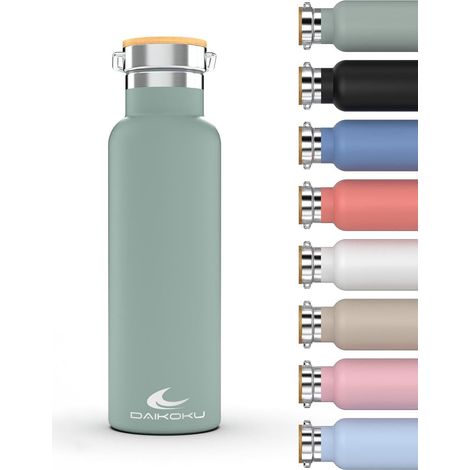 Gourde Isotherme 500ML Bouteille d'Eau en Acier Inoxydable Étanche Isolation Thermique à Double Paroi Maintient les Boissons Froides ou Chaudes Pendant Heures Vert Pastel (1/5)
