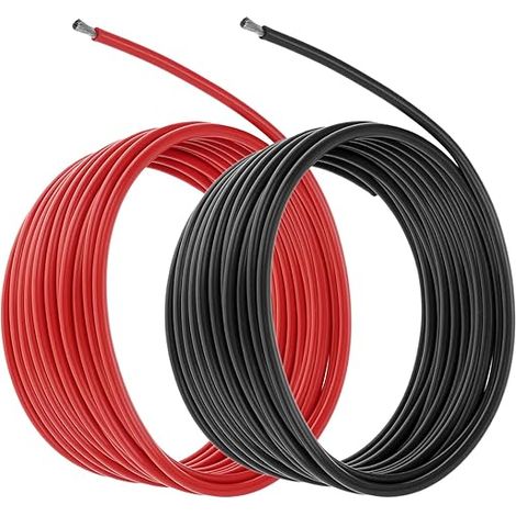 Cable eléctrico 12 AWG 3.3 mm² – 3 m negro y 3 m rojo – Cable eléctrico de silicona, alambre de cobre estañado de 680 hebras, baja impedancia para coche RC, náutica, dron (1/5)
