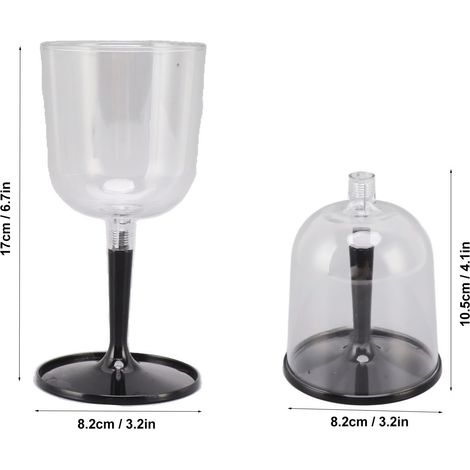 Verres à vin pliables et portables, incassables, transparents et détachables, en plastique noir, pour le camping et les voyages.