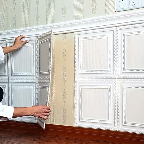 Stück 70 x 70 cm großer, 3D-geprägter Wandaufkleber, elegant, feuchtigkeitsbeständig, einfach anzubringen, dekoratives Wandpaneel für Wohnzimmer, Schlafzimmer, Badezimmer