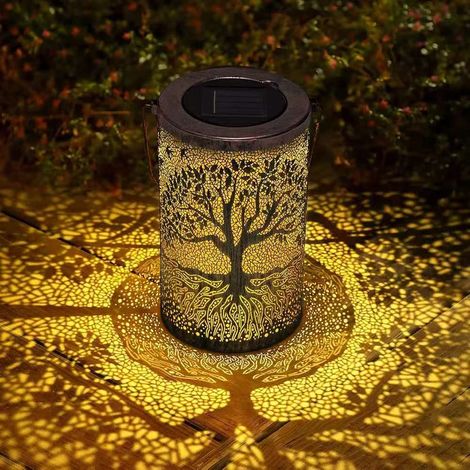 Lanterne solaire pour éclairage extérieur  peut être suspendue ou posée verticalement pour la décoration de jardin (grande forme de feuille).-AquaForge