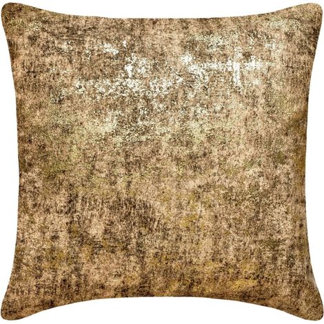 Housses de coussin décoratives HomeCentric 40 x 40 cm, velours marron et doré texturé, pour canapé - Glamour plaqué or marron
