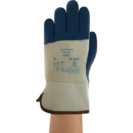 ANSELL 27-607-10 Handschuhe Hycron 27-607 Gr.10 weiß/blau BW-Jersey m.Nitril