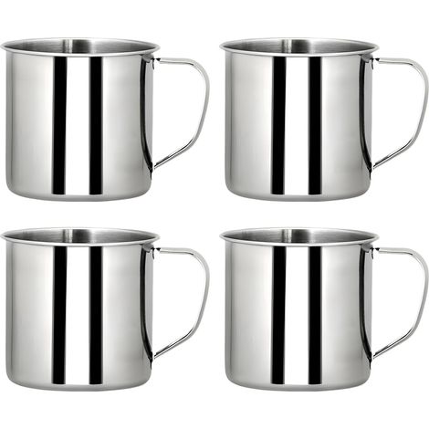 4-piece stainless steel drinking cup set, camping mug, unbreakable mug, tea mug, coffee mug, hiking/camping mug, coffee mug (350ml) (1/5)