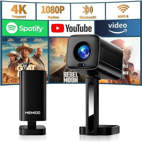 [Built-in App] Vidéoprojecteur 2026 Upgraded with WiFi 6 and Bluetooth 5.4, Mini Projecteur avec Auto Focus & Keystone Correction 90° Rotation, Projecteur Compatible with HDMI/TV Stick/Laptop-Noir (1/5)