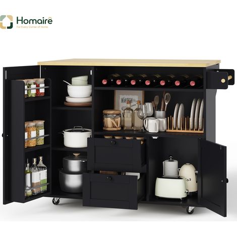 Küchenwagen aus MDF schwarz 104 x 69 x 89 cm HOMAIRE (1/5)