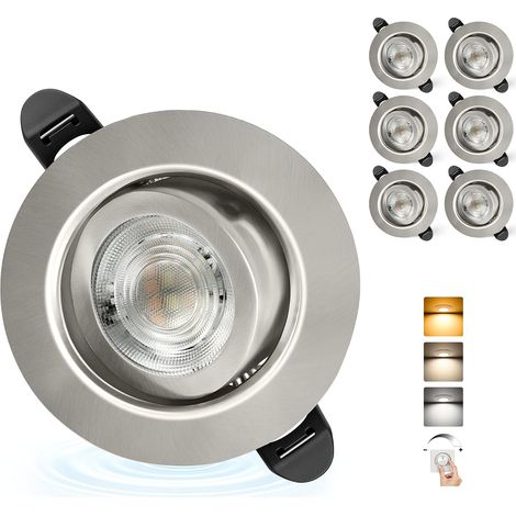 Spot LED Encastrable Dimmable 220V, 5.5W 600LM IP44 Spots LED Encastrable Extra Plat 68mm, 45° Orientable Spots de Plafond Blanc Chaud/Neutre/Froid Spot Salle de Bain, Noir Lot de 6 (1/5)