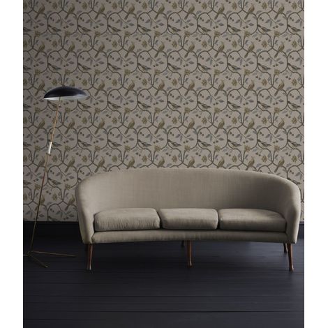 Papier peint intissé Oiseaux Lilla 1000 x 53cm Beige, sépia (1/4)
