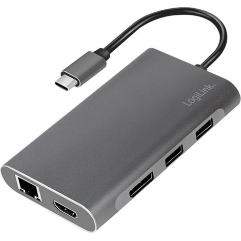 LogiLink UA0382 base para portátil y replicador de puertos Alámbrico USB 3.2 Gen 1 (3.1 Gen 1) Type-C Plata (1/4)