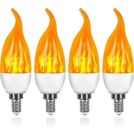 Pack di 4 lampadine a LED decorativa 3W E14-effetto fiamma, con 3 modalità di illuminazione (1/5)