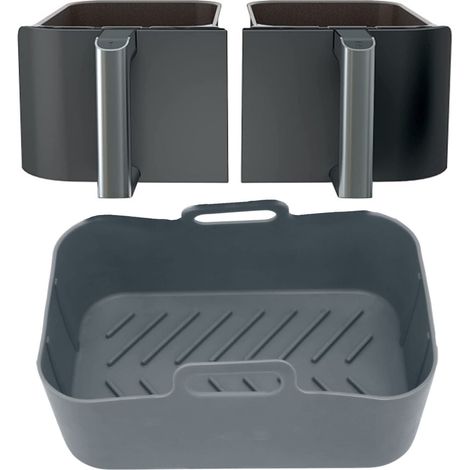 Wiederverwendbarer Frittierkorb aus antihaftbeschichtetem Silikon, passend für 8-Quart-Modell DZ201, hitzebeständig bis 450 °F, Maße 19,5 x 12,7 x 7 cm, grau, maschinenwaschbar (1/5)