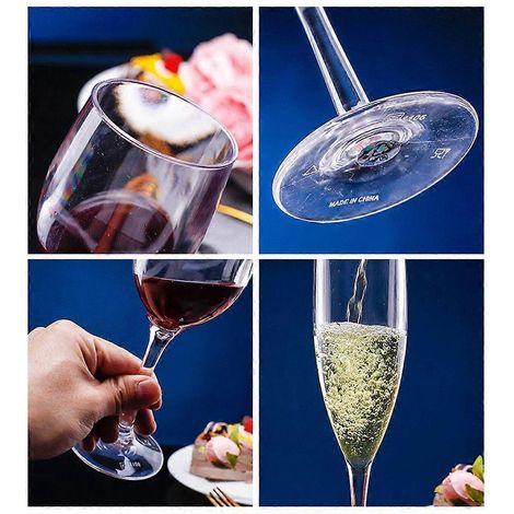 Verres à champagne en acrylique, verres à vin incassables, verres à cocktail transparents (1/4)