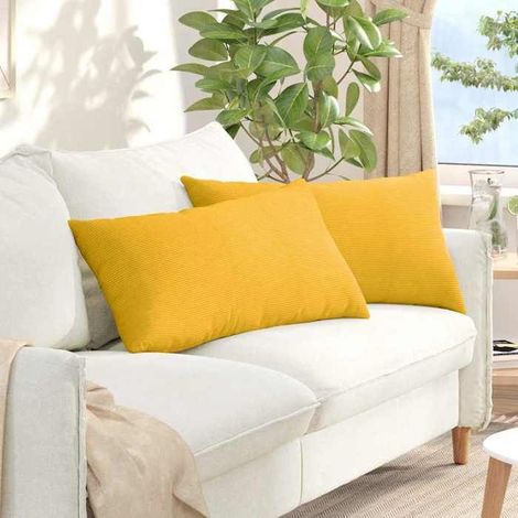 42013737 Coussins de canapé 2 pcs Jaune clair 80 x 40 cm (1/5)