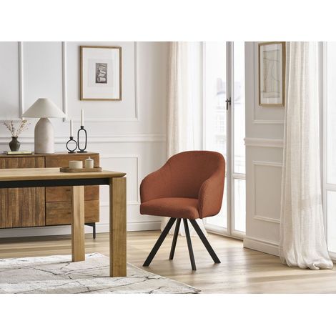BOBOCHIC - Chaise SOPHIE tissu bouclette et pieds étoile Orange (1/5)