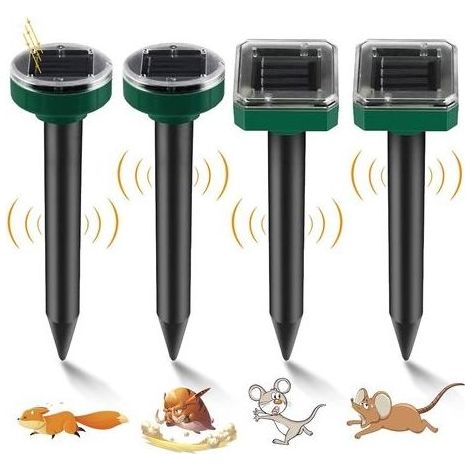 4er-Pack solarbetriebene Ultraschall-Maulwurfsvertreiber zur Abwehr von Maulwürfen und Schlangen (1/5)