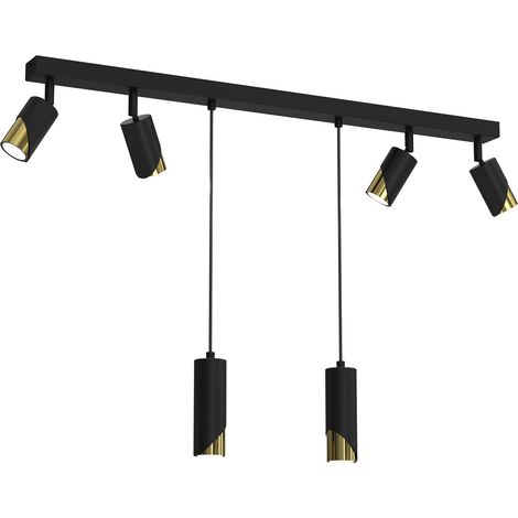 Rail plafond 90 cm 6 spots GU10 noir/or Shift Luminex