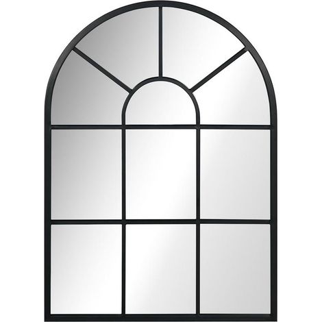 SPECCHIO MODERNO A PARETE E A FORMA DI ARCO 70X50 CM PER CAMERA DA LETTO E SOGGIORNO. IN METALLO NERO E VETRO (1/5)
