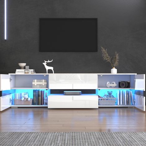 MEUBLIV mueble TV 160 cm blanco – iluminación LED (1/5)