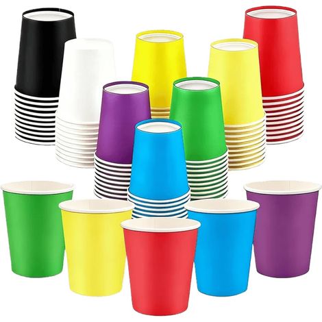 Gobelets en Papier - 80 Pièces - Carton 260 ml - Résistant Chaud et Froid - Fêtes et Mariages - 8 Couleurs (1/5)