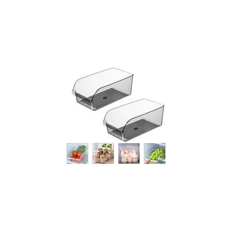 2 Pièces Taille Moyenne Organisateur de Réfrigérateur-Bac à Légumes de Qualité Alimentaire, Organisateur Transparent Sans BPA Pour Cuisine, Réfrigérateur et Autres Organisateurs (1/4)