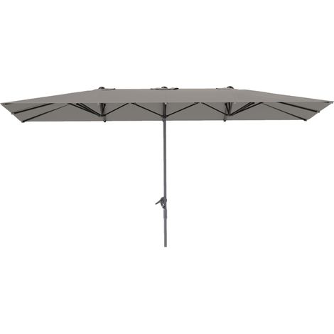 Parasol double à manivelle de 451 x 264 cm en aluminium, avec protection UV 50+, résistant au vent, pour balcon, terrasse, jardin et marché, couleur gris foncé (1/5)