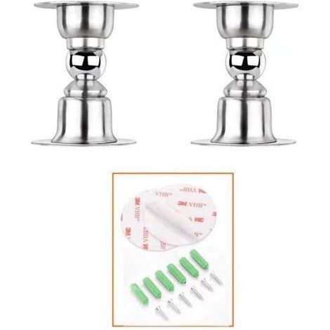 PA Stück magnetischer Türstopper, Türstopper aus Edelstahl mit doppelseitigem 3M-Klebeband oder Schrauben – ohne Bohren/mit Bohren, doppelter Verwendungszweck (1/4)