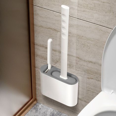 WC-Bürste und Silikonhalter, modernes und elegantes Design, leicht abzuspülen, mit Wandhalterung, Badezimmeraccessoires, Reinigungsset (1/5)