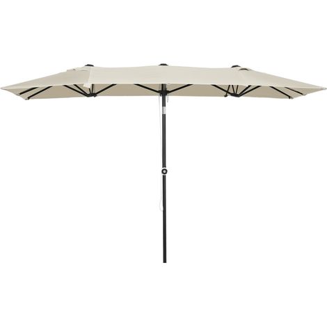 Ombrellone Double Inclinabile and Regolabile with Cordicella, in Poliestere and Metallo, 150x295x170-214 cm, Crema (1/4)