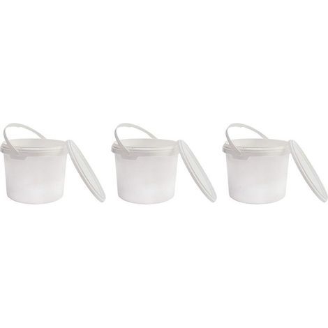 Seau en plastique alimentaire avec couvercle blanc 1L lot de 3 seaux recyclables