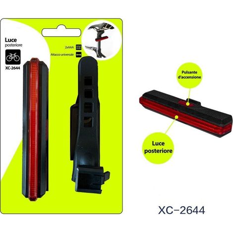 TRADE SHOP - Luce Posteriore A Batteria Per Bici Fanale Bicicletta Attacco Universale Xc-2644 -