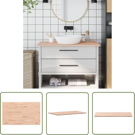 The Living Store Comptoir de salle de bain 100x60x1,5 cm bois massif de hêtre - Plan De Travail Cuisine - Comptoir Salle De Bain - Bois Massif - Hetre - Meubles Salle De Bain (1/5)