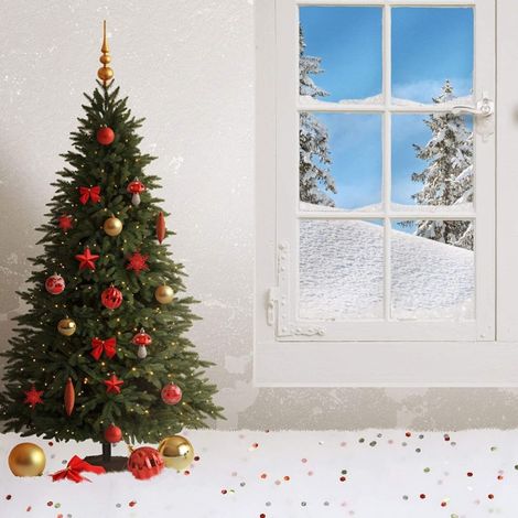 Décoration de Noël en neige artificielle, couverture de Noël pailletée, tapis de Noël en neige. (1/3)