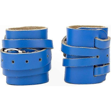 Bracelets en cuir PU, adaptés à la musculation et à l'haltérophilie, bleus.
