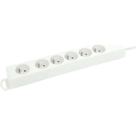 Multiprise Blanche 6 Prises + Câble