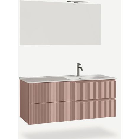Venere DX Hängewaschtisch mit Spiegel und Waschbecken für das Badezimmer - Pink