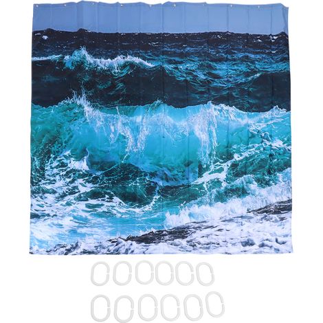 Rideau de douche imperméable avec 12 crochets, ensemble pour salle de bain, 150x180 cm (1/5)