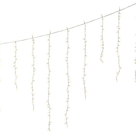 Tenda Luminosa Natalizia A Cascata 256 Led Luce Bianco Calda 8 Funzioni 375 X H 60 Cm (1/3)