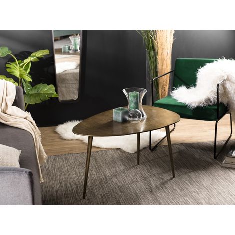 JOHAN - Table basse goutte d'eau aluminium doré (1/5)